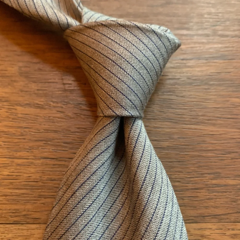 Balenciaga Gray & Navy Pinstripe Silk Tie
